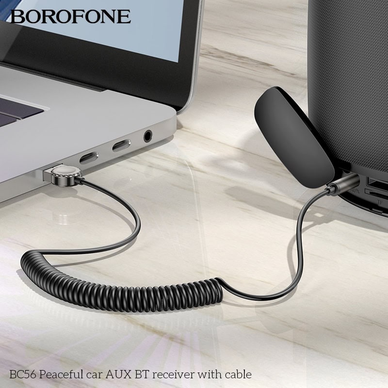 Borofone BC56 Peaceful 3.5mm Car AUX Wireless Bluetooth Receiver Dongle with 1M Cable ( Metal Grey) Borofone BC56 Peaceful 3.5mm Car AUX Wireless Bluetooth Receiver Dongle with 1M Cable ( Metal Grey)